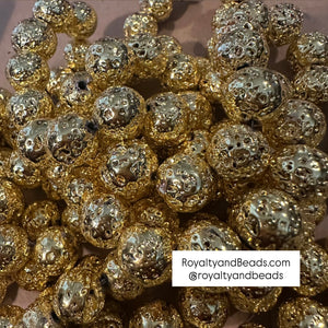 Gold rocks beads 12mm