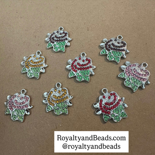 Rhinestone rose charm