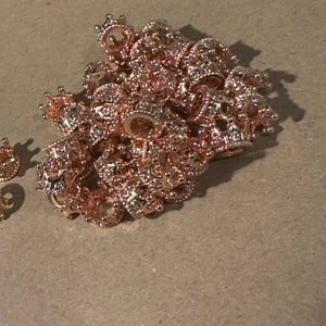 Rose gold crown pave charm
