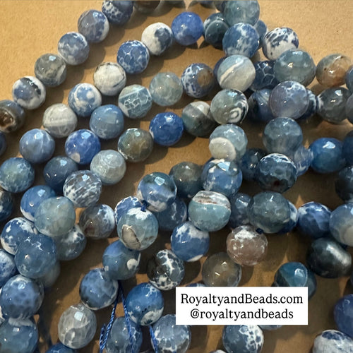 Blue and white beads 12mm
