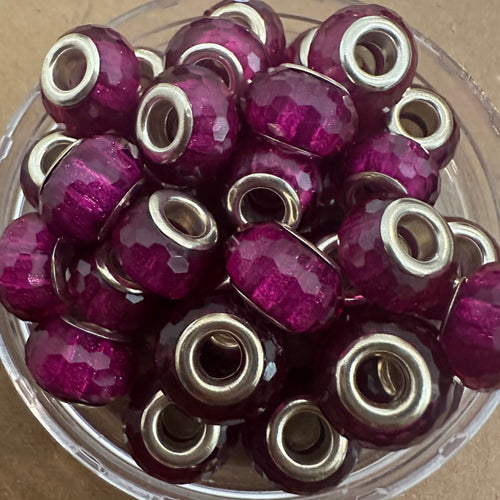 10 purple big hole beads