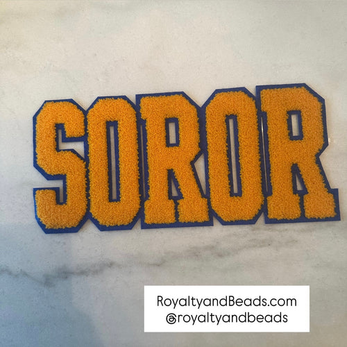 Blue SOROR chenille patch.