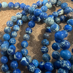 Blue and tan beads 8mm