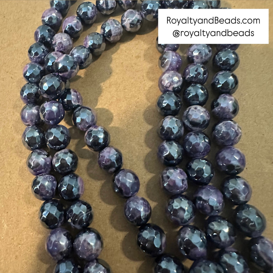 Purple and black agate beads