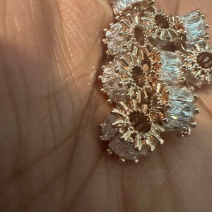 3 rose gold and clear pave beads 8mm