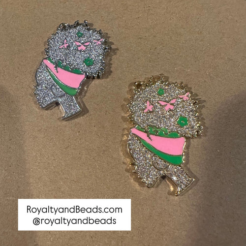 Pave pink headwrap charm.