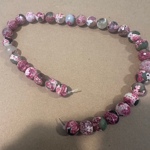 Pink and green agate beads 12mm