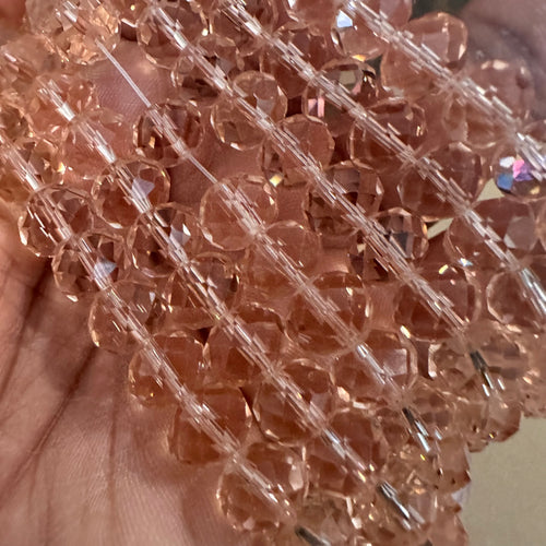 Pink crystal beads.