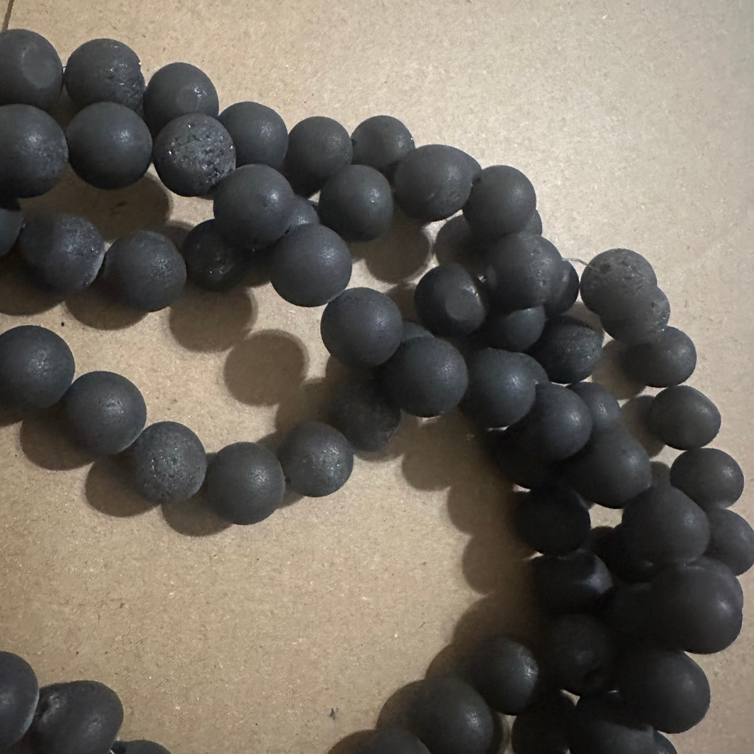 Black druzy beads