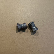 Load image into Gallery viewer, 2 black and clear pave charm