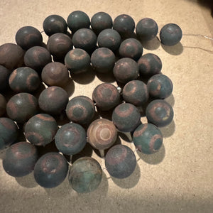 Brown and green circle camo beads