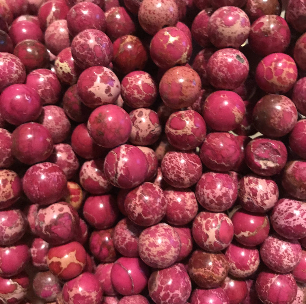 Pink and tan beads.