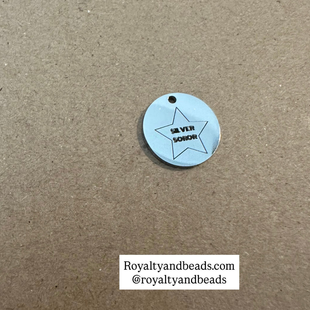 Silver soror charm. SS