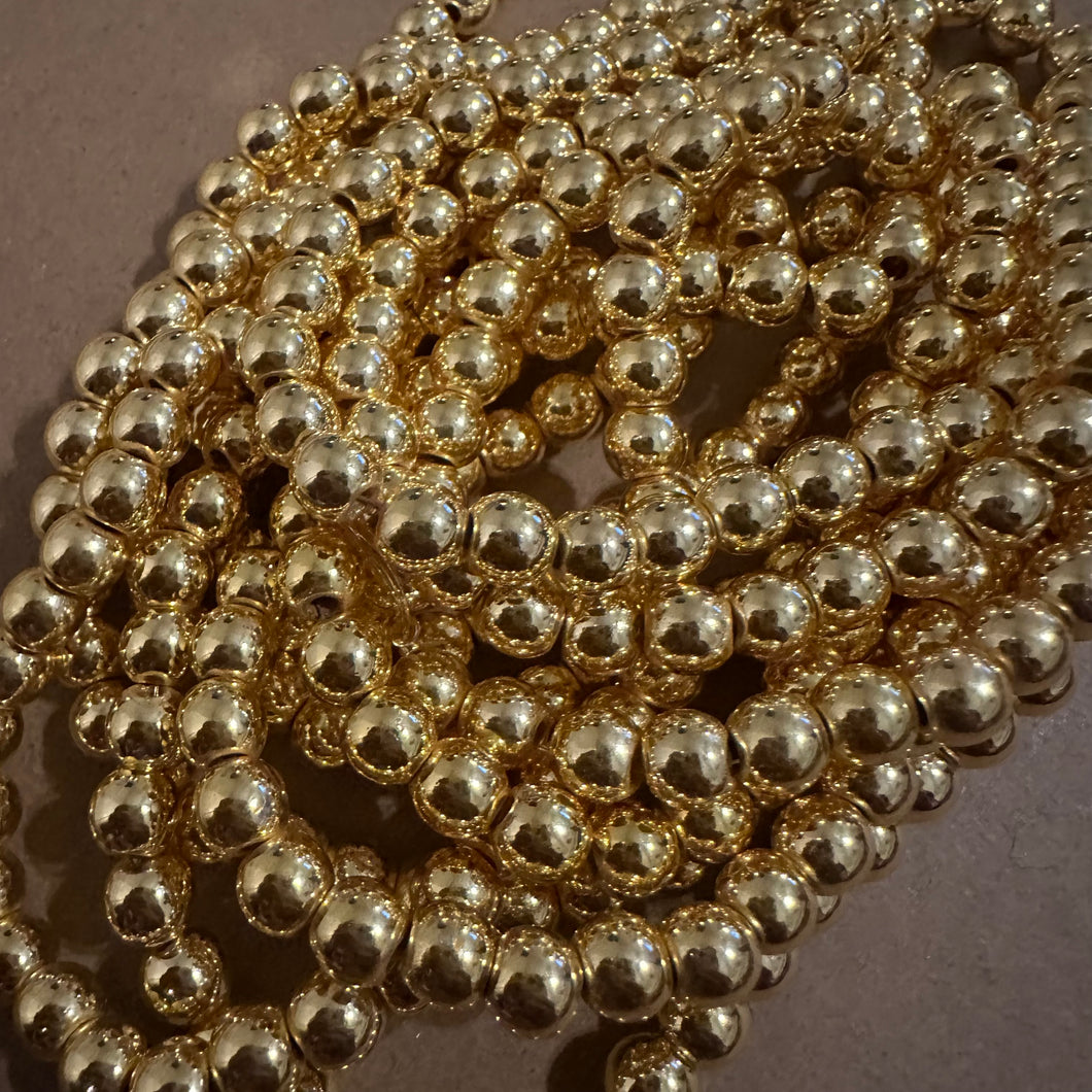 Gold hematite beads 6mm