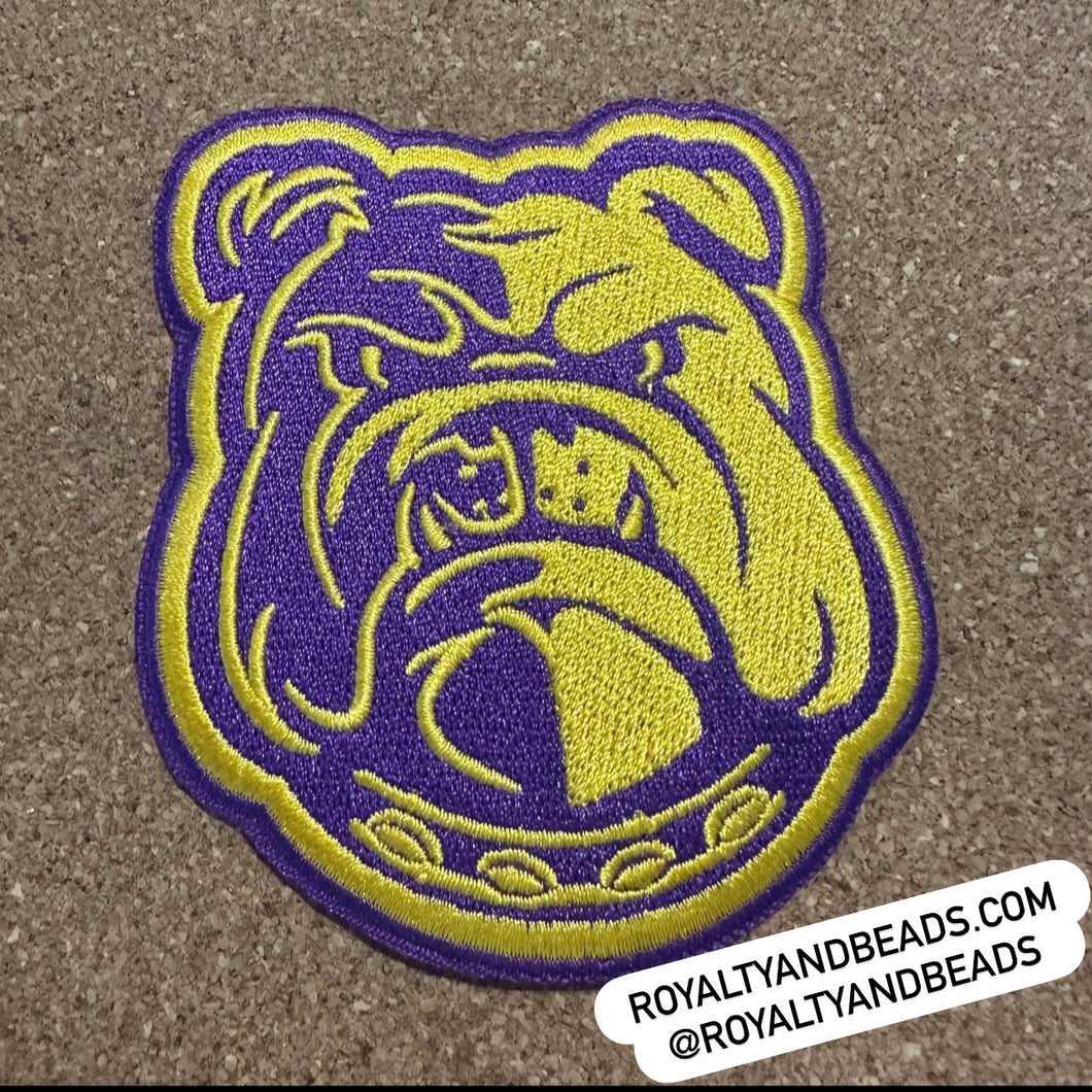 Purple and gold Dog patch.