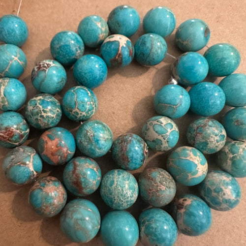 Blue and tan beads