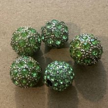 Load image into Gallery viewer, 5 green rhinestone beads