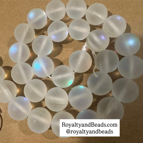 Frosted Iridescent clear beads 12mm