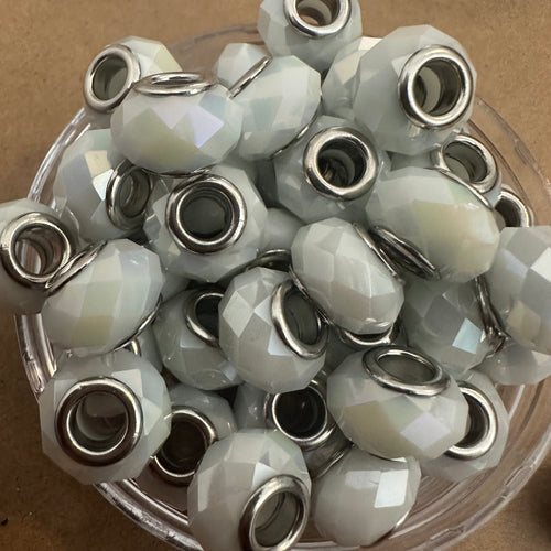 10 white big hole beads