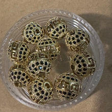 Load image into Gallery viewer, Black and gold pave bead