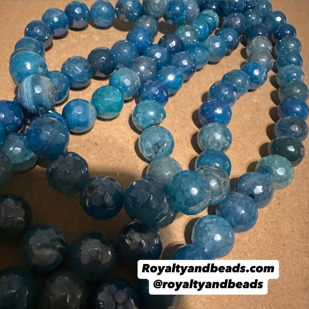 Blue agate beads 12mm