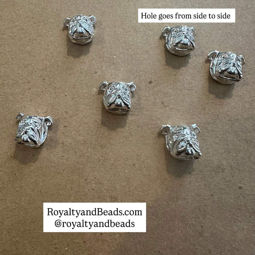 Silver Bull dog head charms.