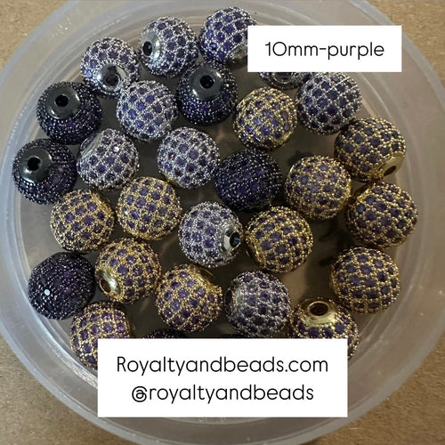 Purple Pave beads 10mm