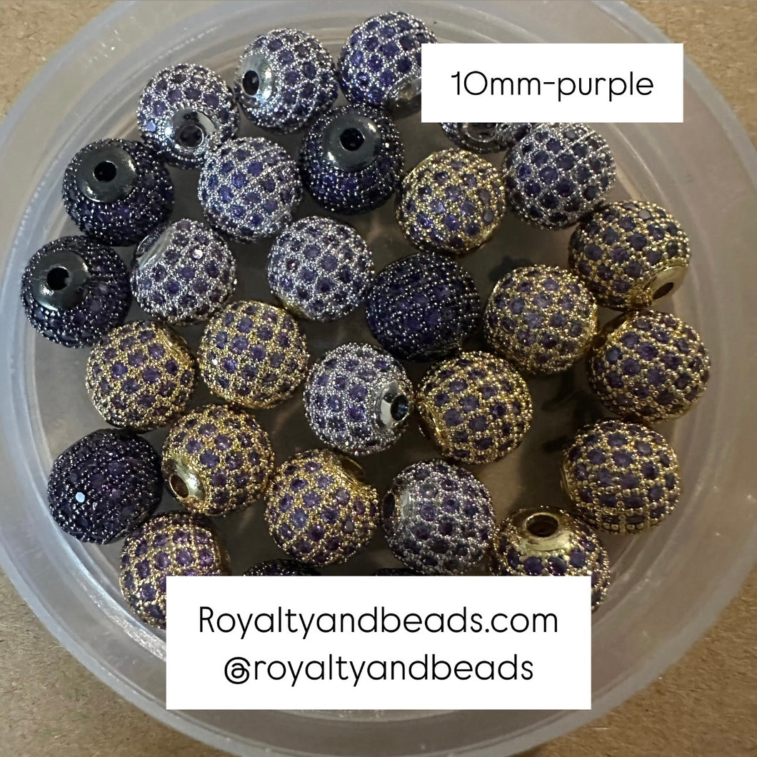 Purple Pave beads 10mm