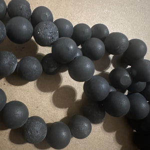 Black druzy beads