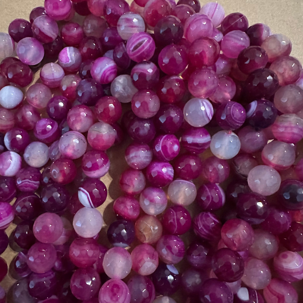 Pink agate beads 12mm