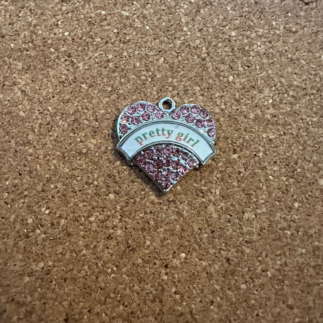 Rhinestone pretty girl heart charm