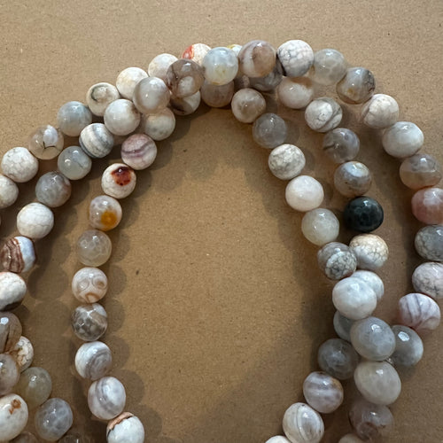 White and clear agate beads 12mm