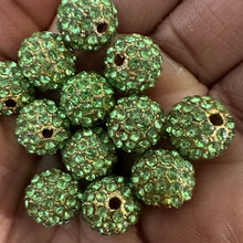Load image into Gallery viewer, 5 green rhinestone beads