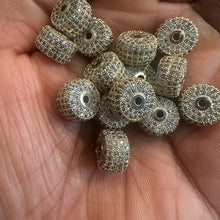 Load image into Gallery viewer, 3 pave bead charms (gold)