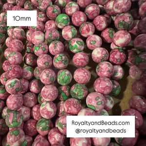 Pink and green beads