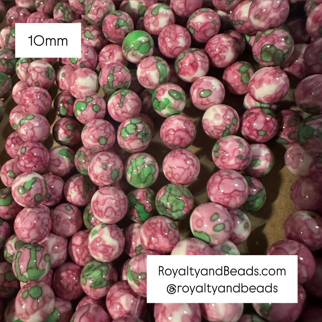 Pink and green beads
