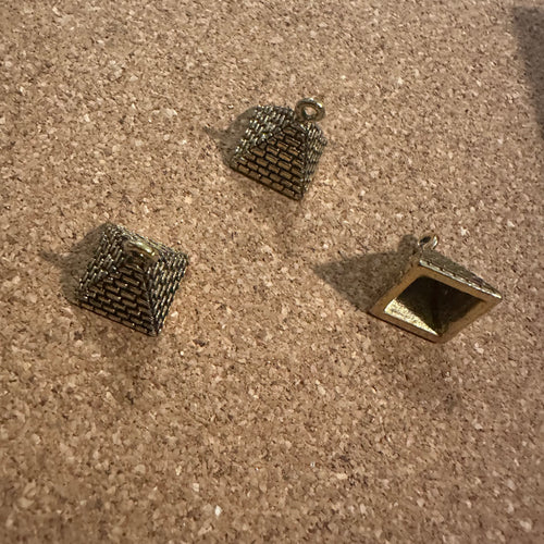 3 gold pyramid charms