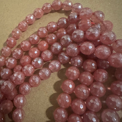 Pink faceted beads.