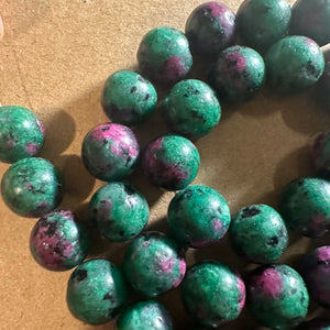 Green and pink beads