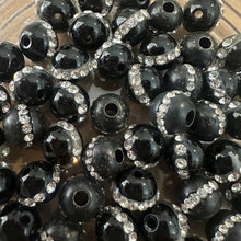 Load image into Gallery viewer, Black rhinestone beads 8mm