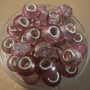 10 pink big hole beads