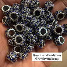 Load image into Gallery viewer, 10 blue rhinestone spacers (large hole)