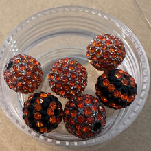 Load image into Gallery viewer, 6 orange rhinestone beads 10mm