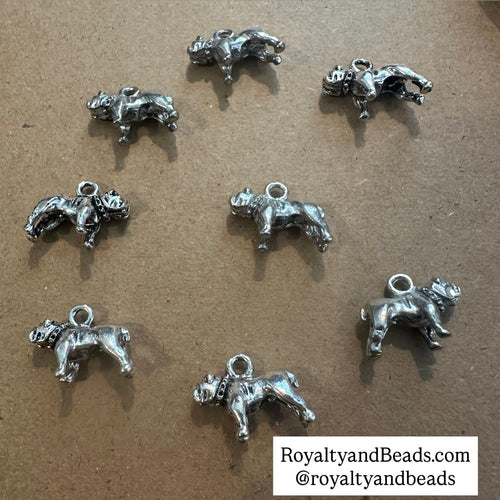Silver Bull dog charms.
