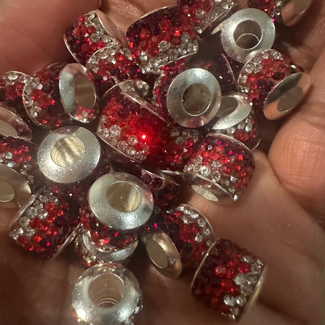 Red and white big hole beads.