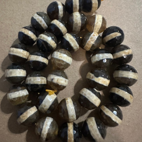 Brown striped beads 12mm