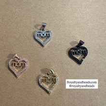 Load image into Gallery viewer, Pave mom heart charms