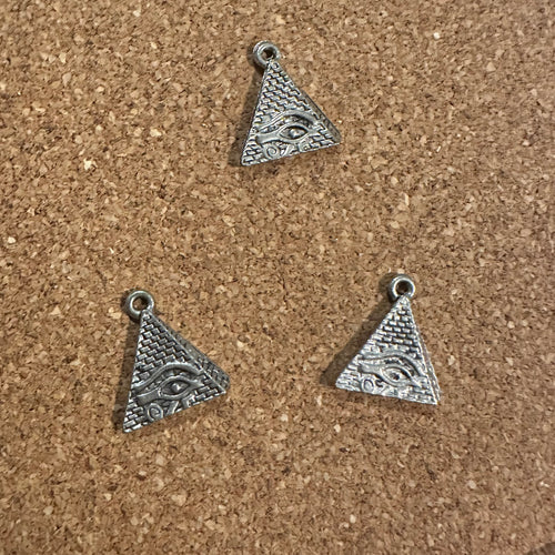 3 silver pyramid charms