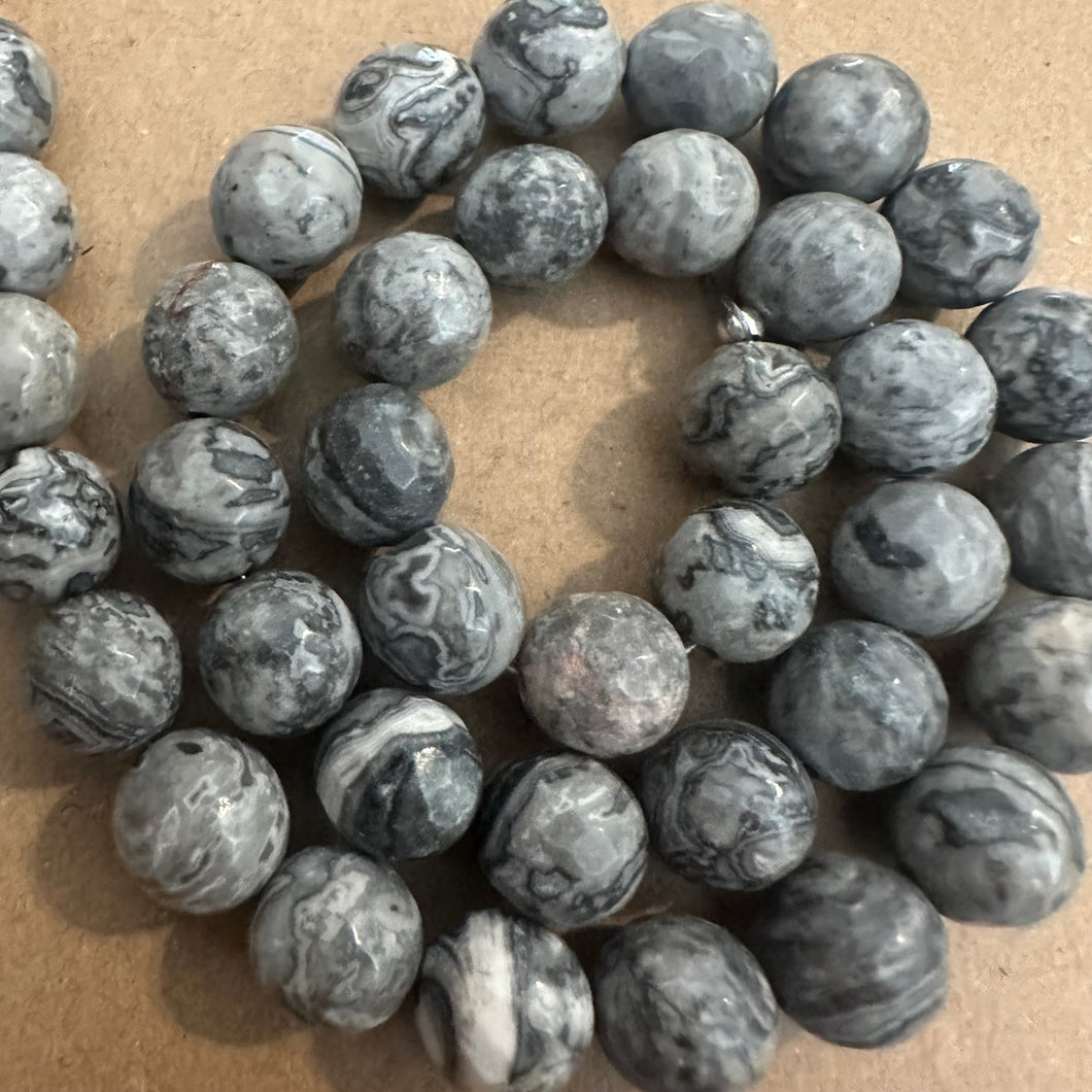 Gray and black jasper beads.