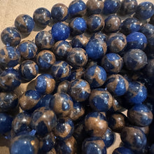 Load image into Gallery viewer, Blue and gold beads 8mm
